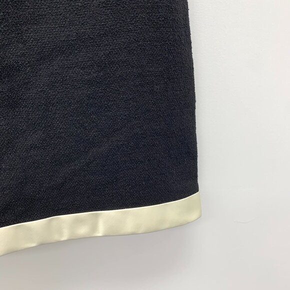 Miu Miu Black Wool Blend Dress With Gold Button Accents & Satin Hem Detail - Picture 6 of 8